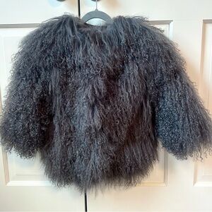NWT Adrienne Landau Mongolian Lamb Charcoal Coat - size 4/5 girls